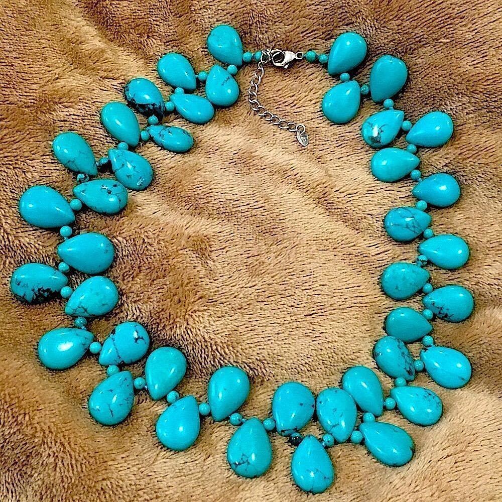 VINTAGE LUC Turquoise Bidirectional Sterling Silver Necklace
